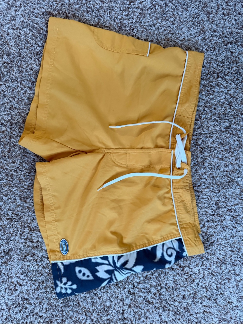 Women’s Mustard Yellow Hybrid Shorts with Contrast Floral Liner